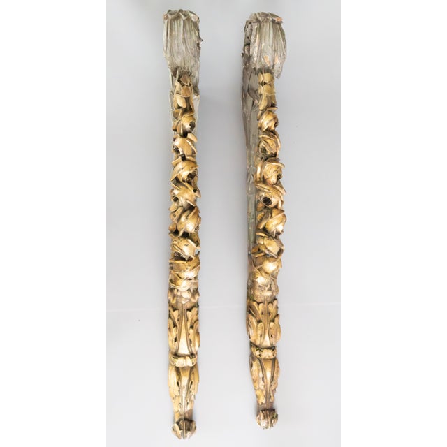 Romantic 19th Century French Gray & Giltwood Roses Hanging Architectural Fragments Wall Swags - A Pair For Sale - Image 4 of 15