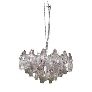 Mid-Century Modern Italian Poliedri Chandelier in Murano Glass by Carlo Scarpa for Venini, 1960s For Sale