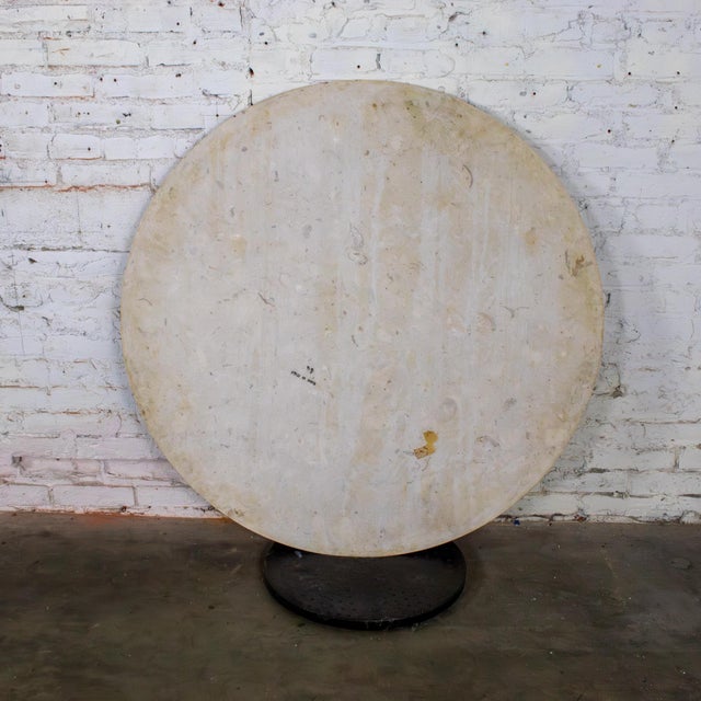 Mid-20th Century Brutalist Heirloom Coffee Table by Weiman Carved Pedestal Base Ivory Marble Top For Sale - Image 13 of 18