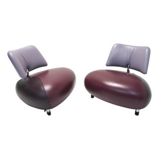 Leather Pallone Pa Lounge Chairs by Roy de Scheemaker for Leolux, Set of 2 For Sale