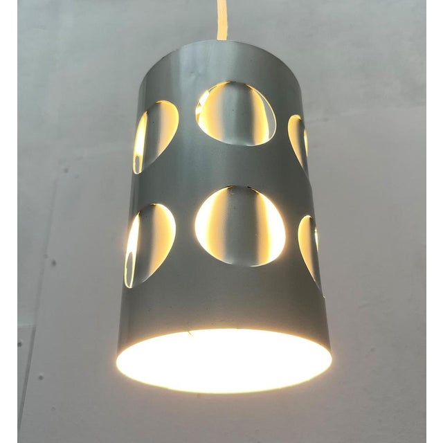 White Mid-Century Modern Dutch Space Age Minimalist Perforated Pendant Lamp from Raak, 1960s For Sale - Image 8 of 18