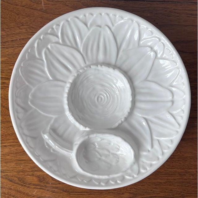 Ceramic Vintage Faience Footed Artichoke Plates-Neuwirth, Portugal-Set 9 For Sale - Image 7 of 11