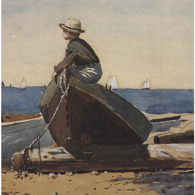 Modern Winslow Homer 'Waiting for Dad' Modernism Offset Lithograph For Sale - Image 3 of 5