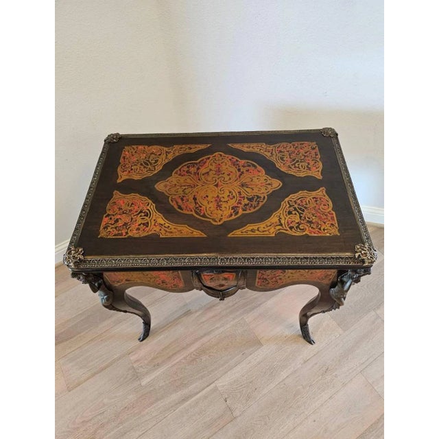 Early 19th Century 19th Century French Napoleon III Period Boulle Inlaid Flip-Top Game Table For Sale - Image 5 of 13