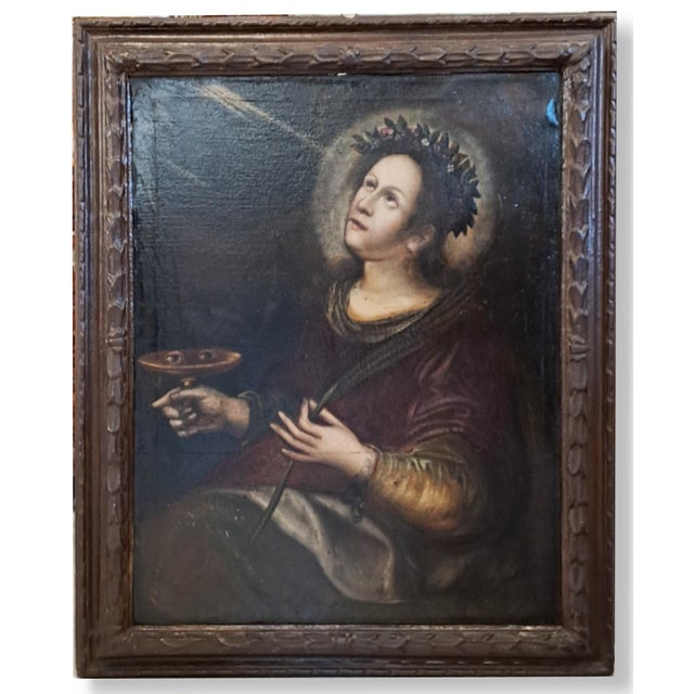 Saint Lucia, 18th Century, Oil Painting on Canvas, Framed For Sale - Image 10 of 10