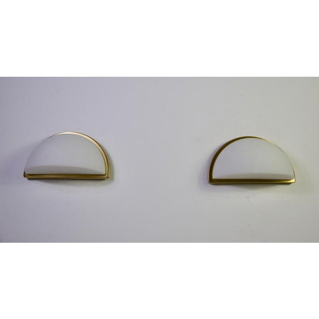 Brass and Opal Glass Wall Lamps from Peill & Putzler, 1970s, Set of 2 For Sale - Image 3 of 9