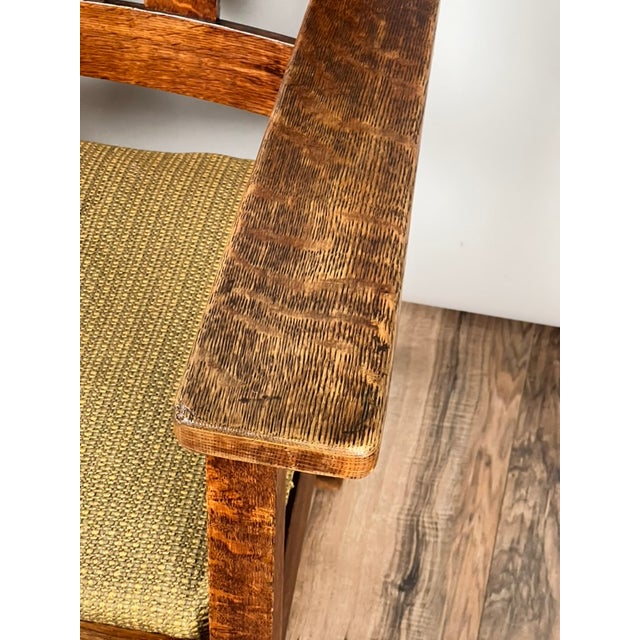 Antique Quarter Sawn Mission Oak Arm Chair by Quaint Furniture C. 1920 For Sale - Image 9 of 10