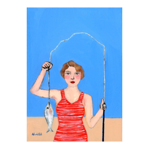 David Hockney Inspired, Daleia, Fisherwoman Oil Painting by Alexandra Swistak