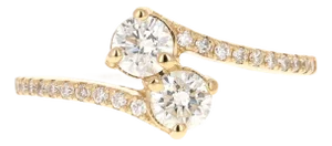 0.65 Carat Two Stone Diamond Ring 14 Karat Yellow Gold, Size 7.25