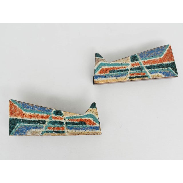 Brutalist Multicolored Enameled Torino Metal Handles by Paolo De Poli, Italy, 1950, Set of 2 For Sale - Image 3 of 6