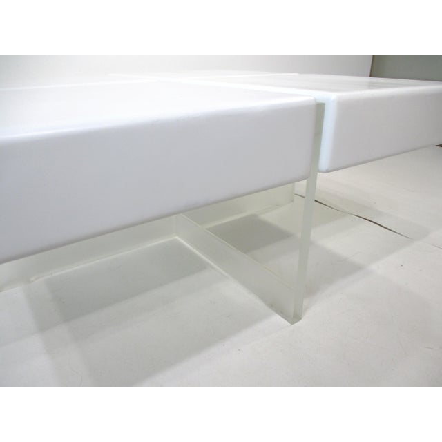 70's Karl Springer Styled Modular Wood Lucite Coffee Table For Sale In Cincinnati - Image 6 of 12