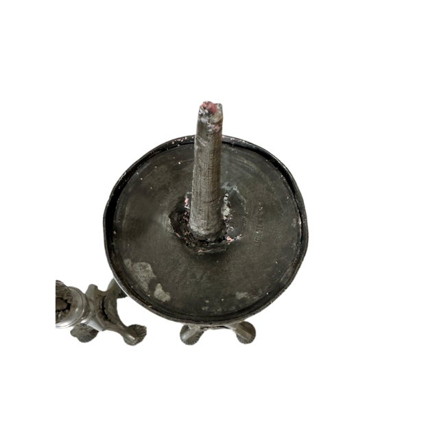 Late 19th Century Pair of Monumental Pewter Candlesticks With Eye of Providence Motif, 26” For Sale - Image 9 of 12