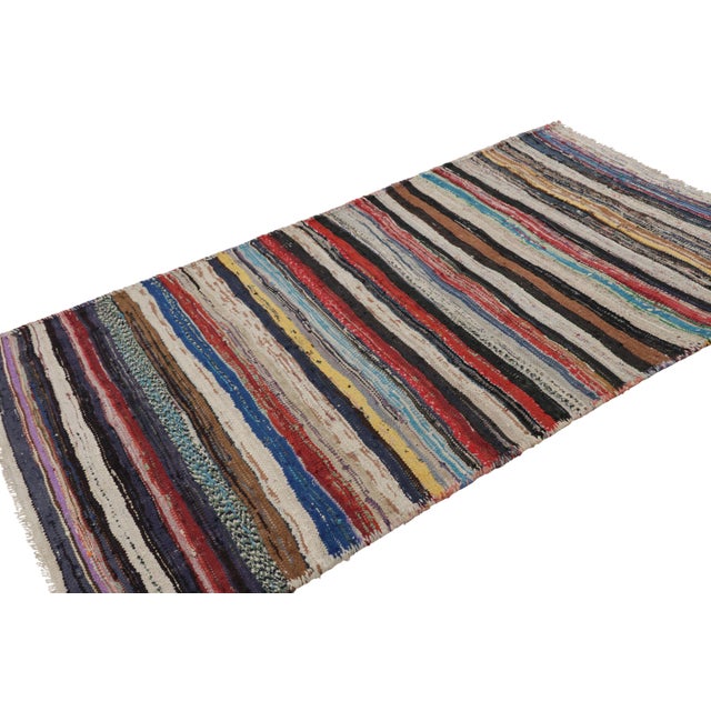 Rug & Kilim Vintage Shahsavan Persian Kilim Runner With Polychromatic Stripes - Rug & Kilim For Sale - Image 4 of 7