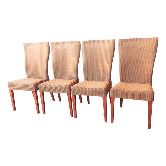 Lloyd Loom Rattan Side Chairs, 1980s, Set of 4 For Sale