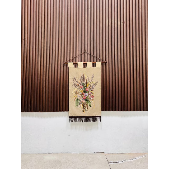 Hand-Embroidered Wall Hanging with Bouquet of Flowers, Germany, 1950s For Sale - Image 14 of 16