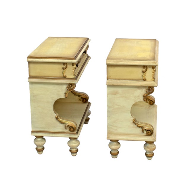 Venetian Style Lacquered Bedside Tables, Set of 2 For Sale - Image 6 of 8
