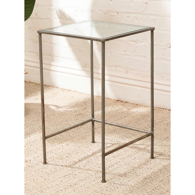 Metal Vintage Glass Top Metal Bar Table For Sale - Image 7 of 11