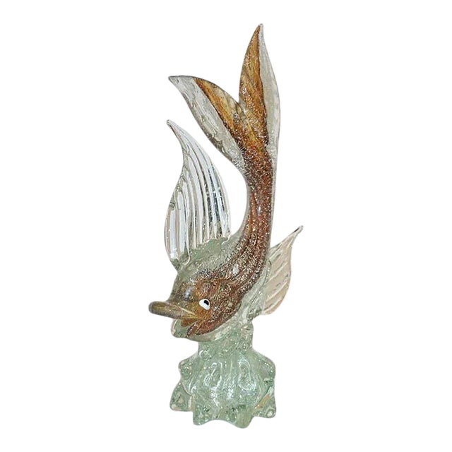 Archimede Seguso Italian Mid-Century Modern Murano Glass Fish Sculpture For Sale