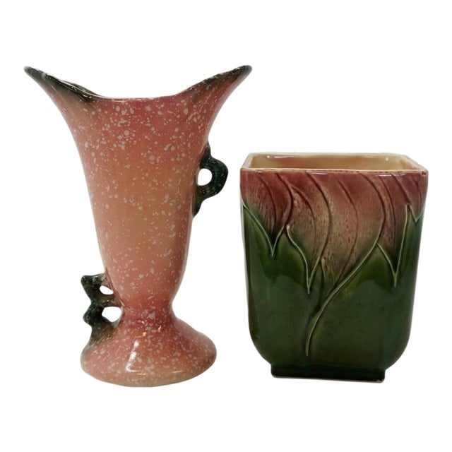 Vintage Mid-Century Hull Art Pottery Vases - Set of 2 (Wildflower & Suave) For Sale