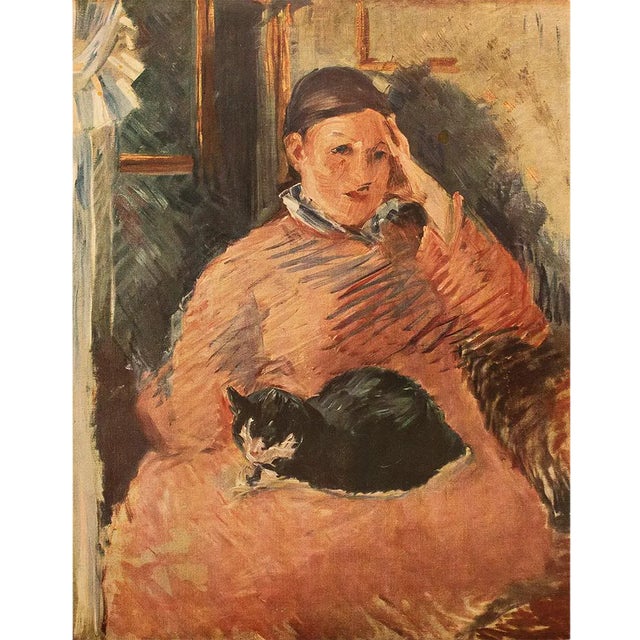 1949 After Edouard Manet "Woman With a Cat" First Edition Parisian Full-Color Print For Sale