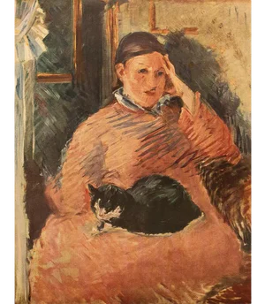 1949 After Edouard Manet "Woman With a Cat" First Edition Parisian Full-Color Print