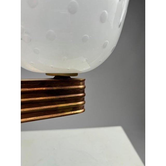 Large Art Deco Wall Lights in Blown Glass and Brass, Italy, 1940s, Set of 2 For Sale - Image 4 of 8