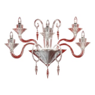 Venetian Imperial Rigadin Murano Glass Wall Sconce in Transparent Glass by Simoeng for Simoeng For Sale