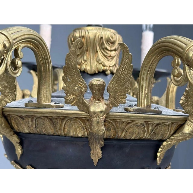 Metal Federal Style, Chandelier, Bronze, Ebony, Europe, 1960s For Sale - Image 7 of 12