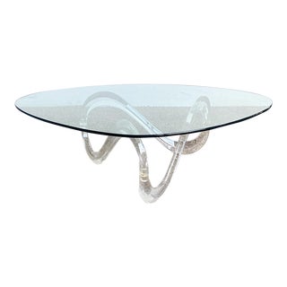 Postmodern Infinity Lucite Glass Top Coffee Table For Sale