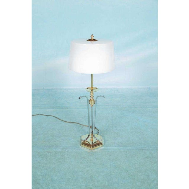 Impressive table lamp that can also be used as a floor lamp due to its considerable height. The lamp has a hexagonal base...