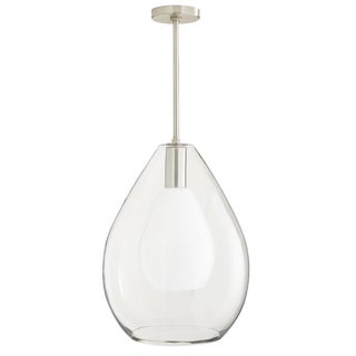 Contemporary Arteriors Brushed Nickel and Glass Nala Pendant For Sale