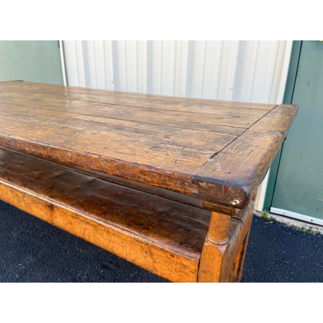 Rustic American Oak Farmhouse Hutch Table C. 1800-1820 For Sale - Image 12 of 12
