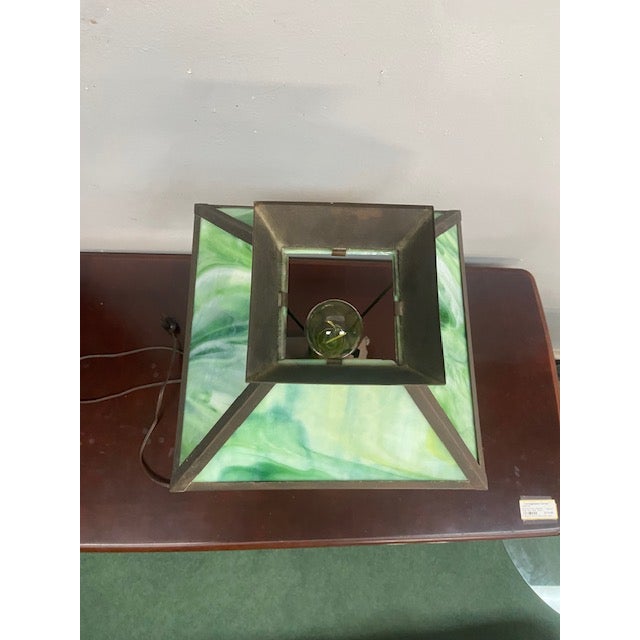 Glass 1950s Stickly Mission Style Lamp For Sale - Image 7 of 7