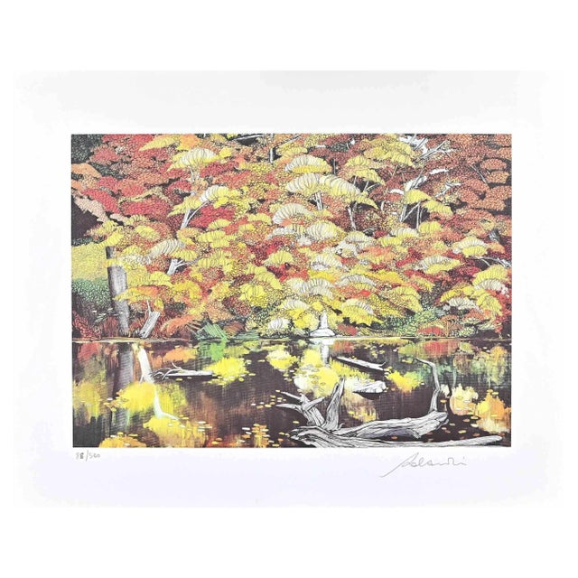 Rolandi (Maurizio Coccia), Beside the Lake, Screen Print, 1980s For Sale