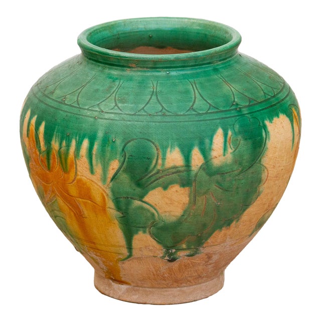 Tang Dynasty Style Sancai Pottery Vase For Sale