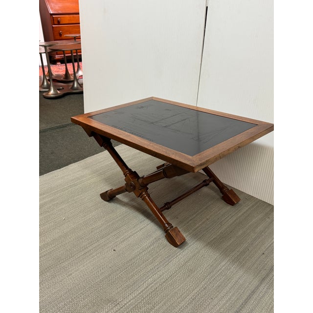 Campaign Style Schooner Engraved Table For Sale - Image 4 of 12