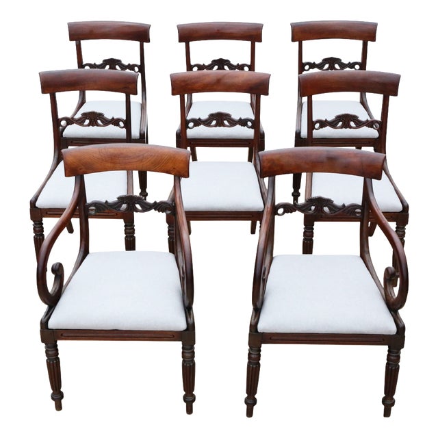 Antique Regency Mahogany Dining Chairs, 1830, Set of 8 For Sale