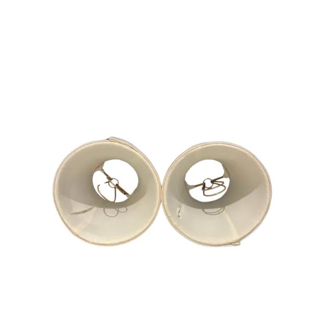 Metal 1980's Faux Bamboo Finish Sconce With Silk Shades For Sale - Image 7 of 8