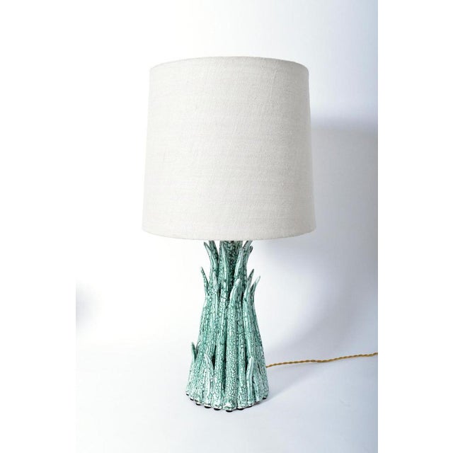 "Pico" 42cm green white ceramic lamp, Barracuda edition. "Pico" ceramic green white table lamp with pointed ends made from...