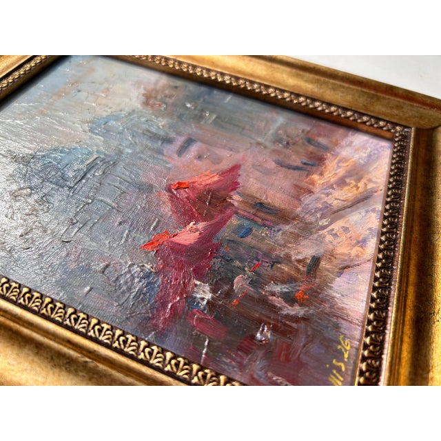 Abstract Framed Original Oil Painting "Parisian Cafe Near Sacré-Cœur" by v. Serova For Sale - Image 3 of 9