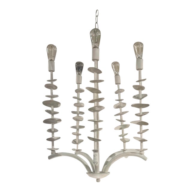 Jamie Young Modern White Metal Petal Chandelier For Sale