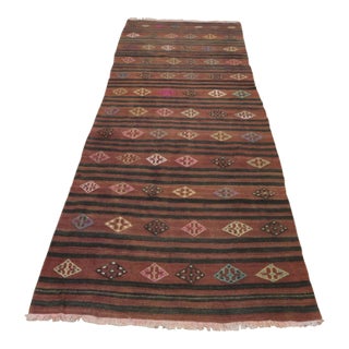 1950s Turkish Red Striped Kilim Rug For Sale