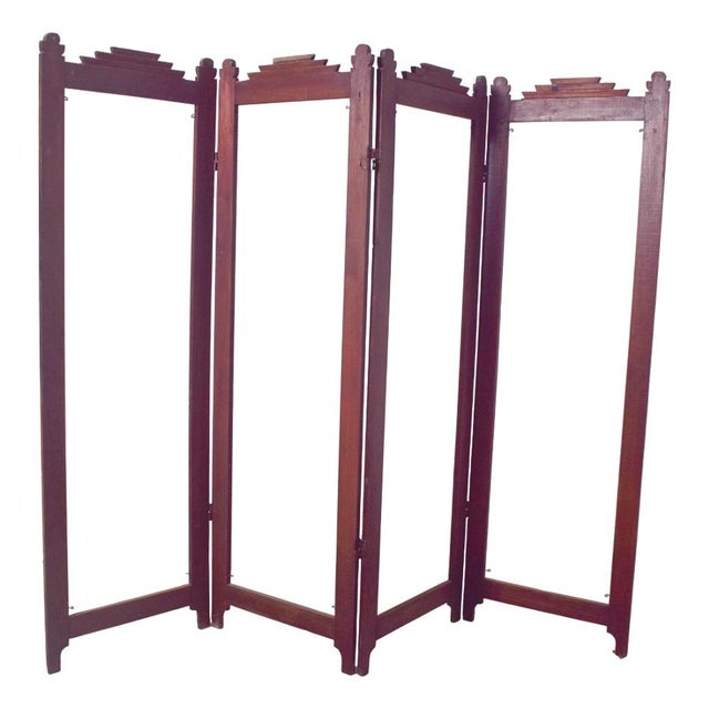 Art Deco Portuguese Wooden Folding Screen Frame, 1930 For Sale - Image 9 of 9