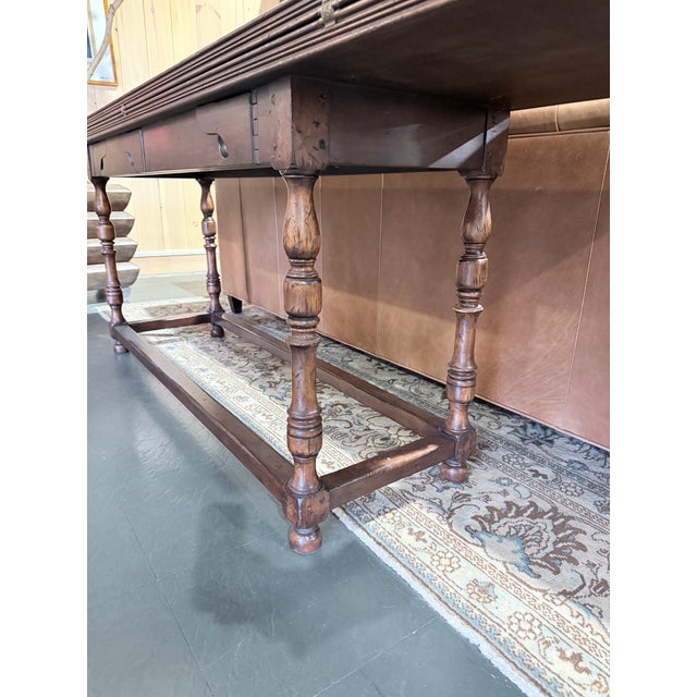 Brown Jonathan Charles Walnut Hunt Hinged Leaf Table For Sale - Image 8 of 9