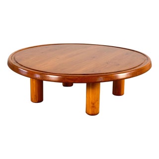 Round Pine Coffee Table by Charlotte Perriand for Les Arcs, France, 1960s For Sale