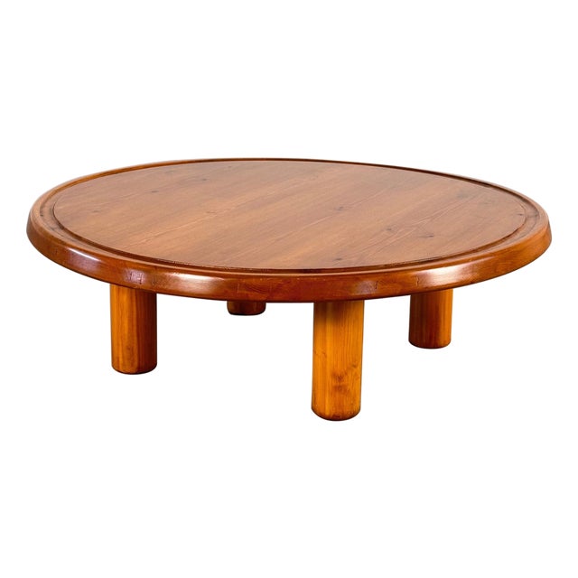 Round Pine Coffee Table by Charlotte Perriand for Les Arcs, France, 1960s For Sale