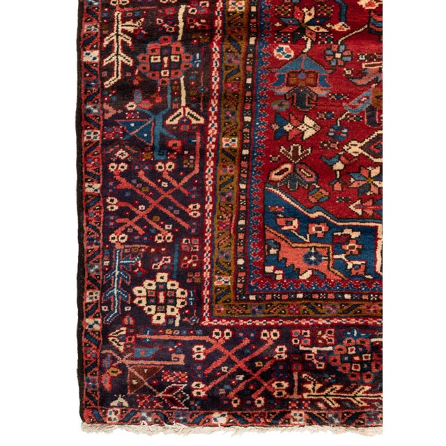 Antique Karaja (Black Mountain) rugs are woven in Iran near the Caucasian border and therefore exhibit Caucasian styles...