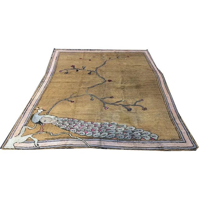 1920s The Most Unusual Antique 6'x9' Folk Art/Art Deco American Hooked Rug For Sale - Image 10 of 10