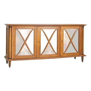 French Mirrored Oak Credenza, 1940s For Sale