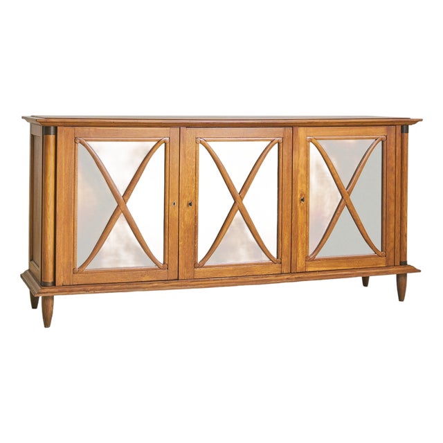 French Mirrored Oak Credenza, 1940s For Sale
